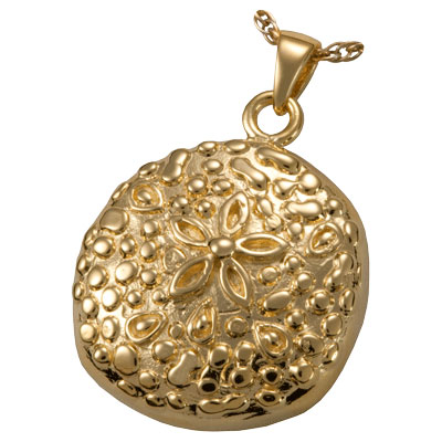 Cremains Necklace on Cremation Jewelry   Sand Dollar Gold Urn Pendant