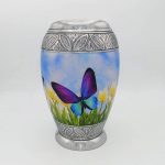 blue purple butterfly urn
