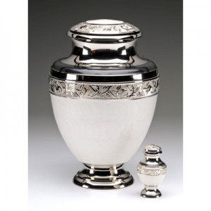 Elegant White Cremation Urn for Ashes