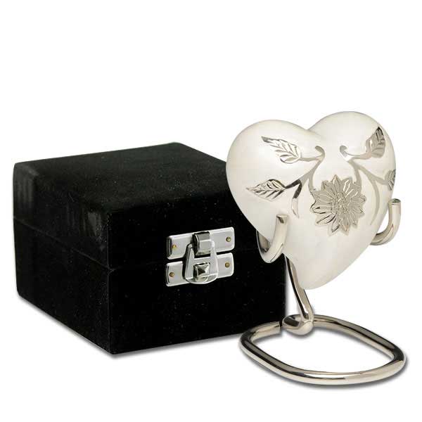 small white heart urn for ashes