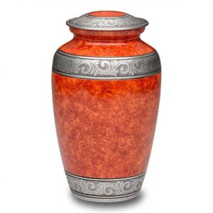 orange metal urn for ashes adult