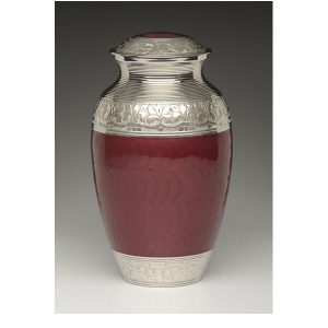 crimson red cremation urn for ashes