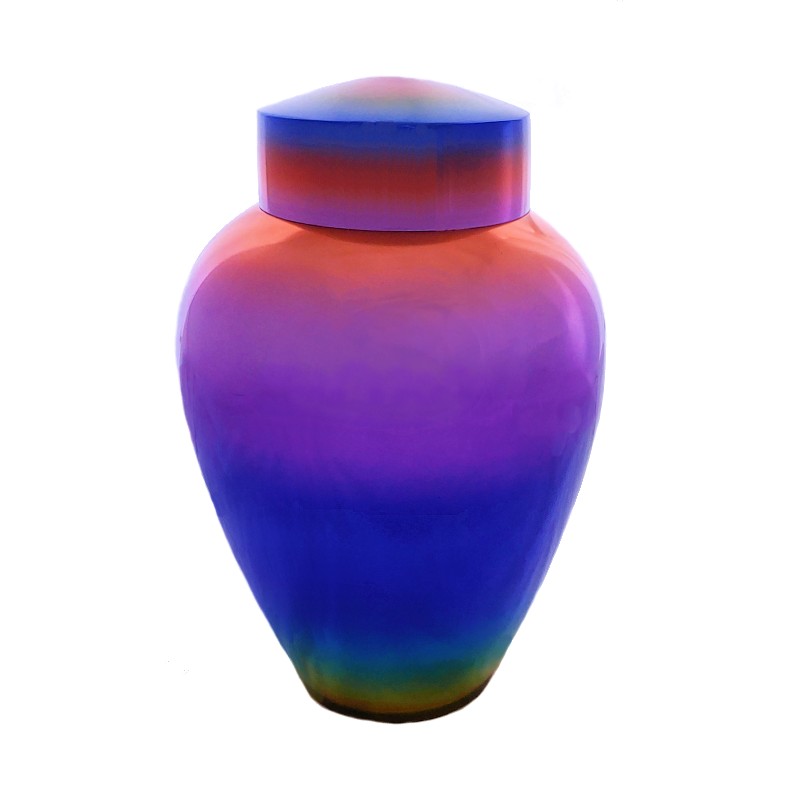 purple blue copper cremation urn human