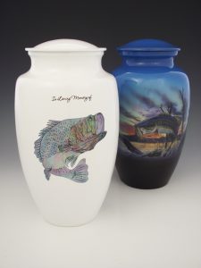 bass fishing cremation urns