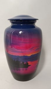 pink purple sunset cremation urn for ashes