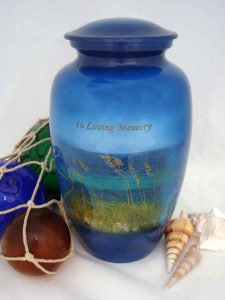 Beach therapy cremation urn for ashes