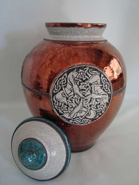 copper raku cremation urn for ashes