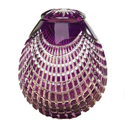 purple crystal glass urn for ashes