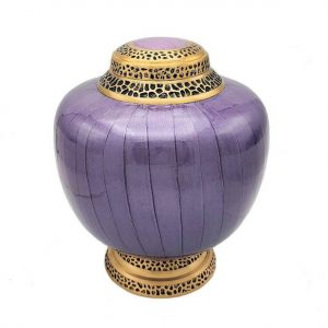 purple and gold human adult cremation urn for ashes