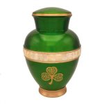 green shamrock mother of pearl cremation urn for ashes