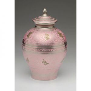 pink butterfly cremation urn