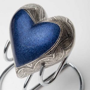 blue heart urn for sharing ashes