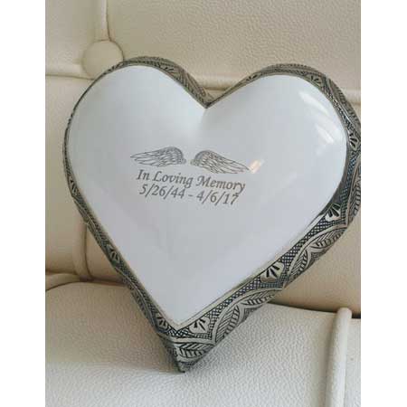 angel wings heart urn for ashes