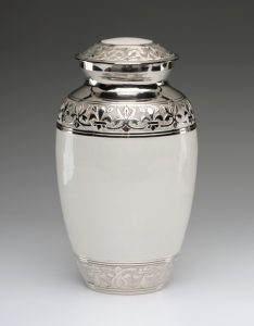 white pearl cremation urn for ashes