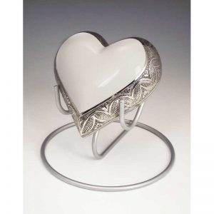 Heart-Shaped White Urn