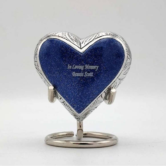 small blue heart keepsake urn