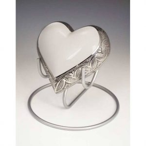 medium white heart urn for ashes