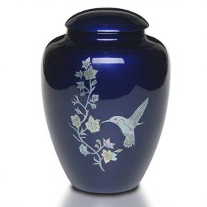 blue hummingbird cremation urn