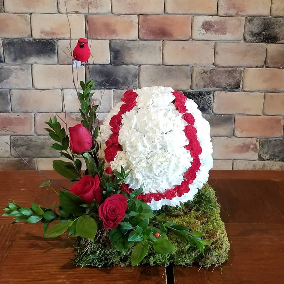 baseball funeral flowers