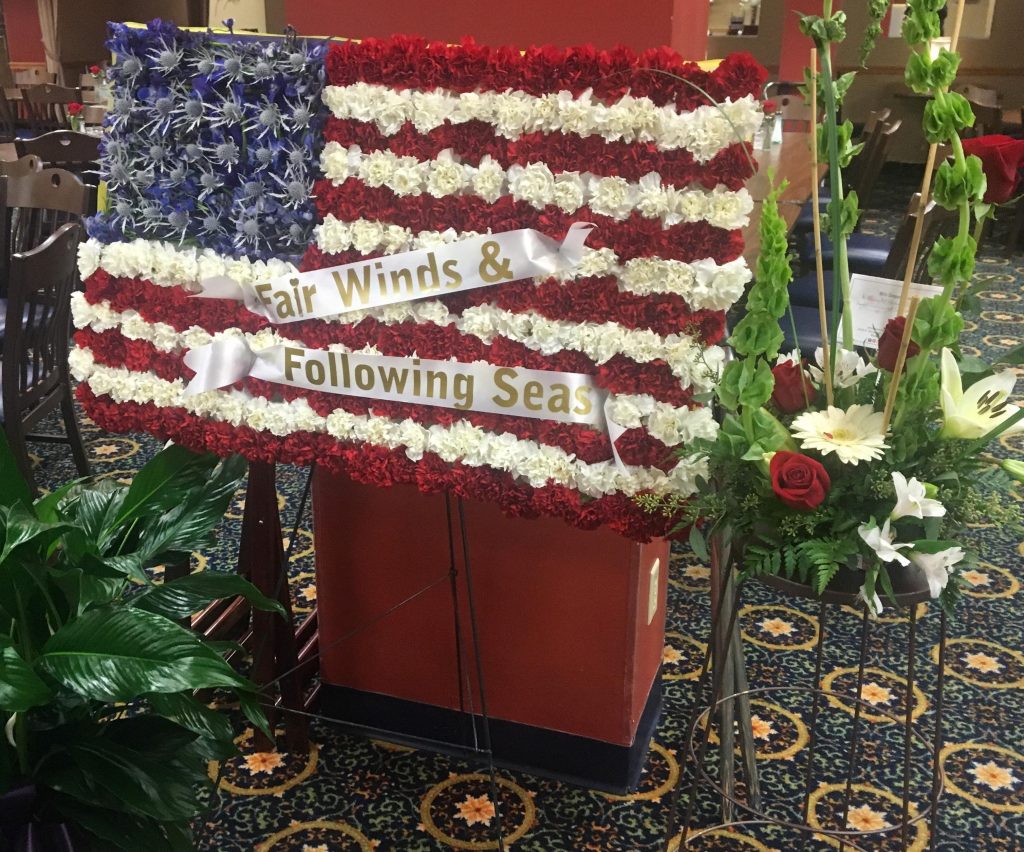 Flag floral funeral arrangement easel