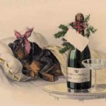 vintage new years postcard dog