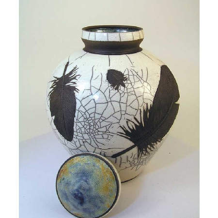 raku pottery small urn for ashes