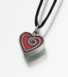 red heart urn pendant for ashes