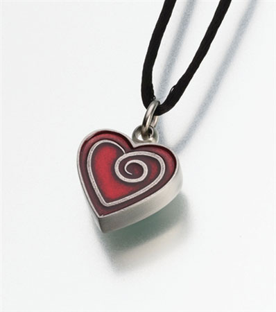 red heart urn pendant for ashes