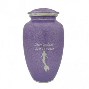 purple mermaid cremation urn
