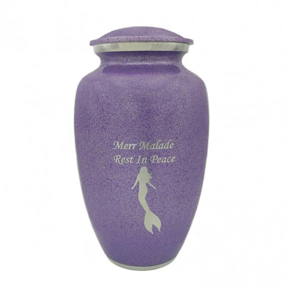 purple mermaid cremation urn 