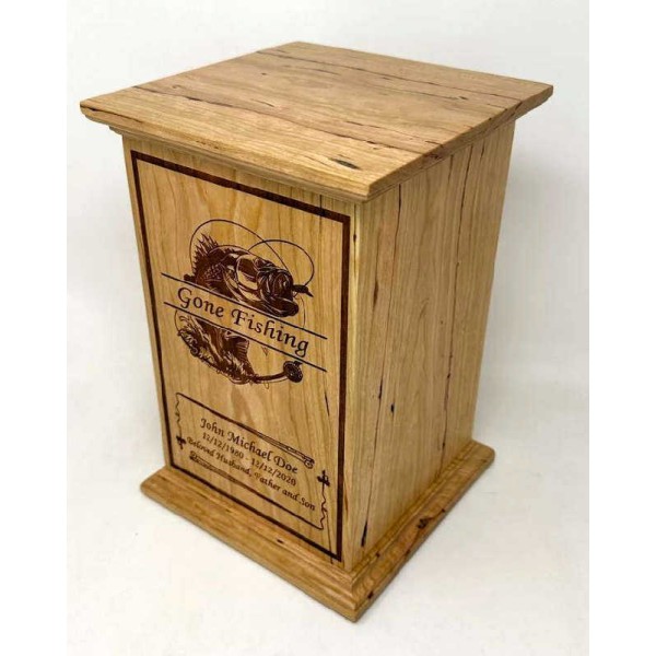 Blue Mother of Pearl Bass Fishing Cremation Urn Blue Mother of Pearl Bass Fishing Cremation Urn