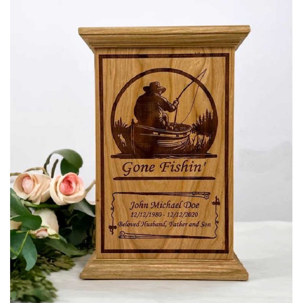fishing cremation urn