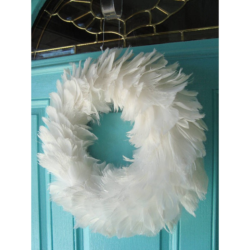 white angel feather wreath