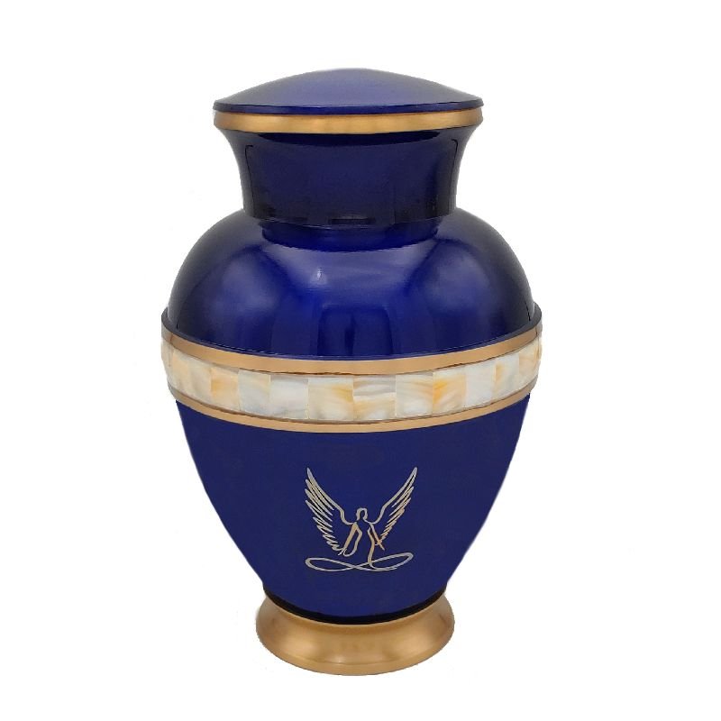 blue mother of pearl angel urn