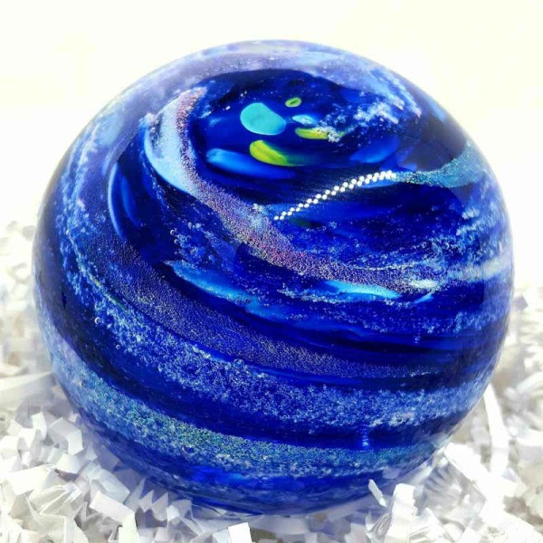 Cobalt Blue Blown Glass Memorial with Cremated Ashes