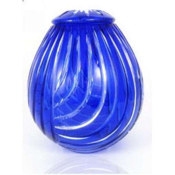 Crystal Blue Glass Funeral Urn for Ashes
