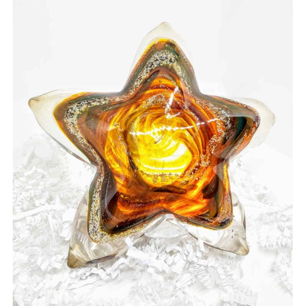 Blown Glass Ash Art, Starfish with Cremated Ash Blown Glass Ash Art, Starfish
