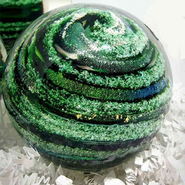 Green Blown Glass Memorial made with Cremains Green Blown Glass Memorial made with Cremated Ashes