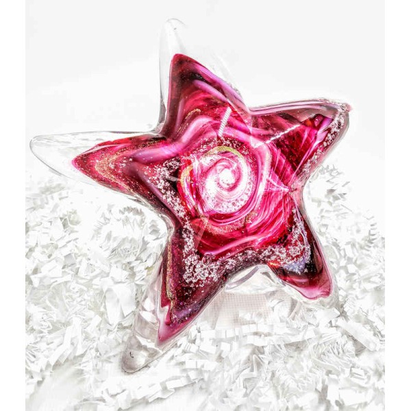 Blown Glass Ash Art, Starfish with Cremated Ash Blown Glass Ash Art, Starfish
