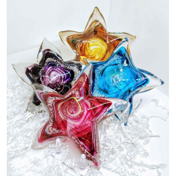 Blown Glass Ash Art, Starfish with Cremated Ash Blown Glass Ash Art, Starfish