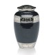 Black and silver adult cremation urn