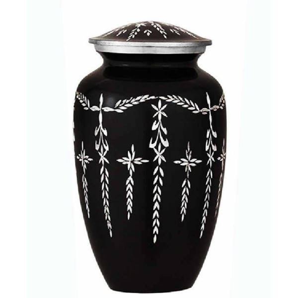 Diamond Cut Black Cremation Urn for Ashes