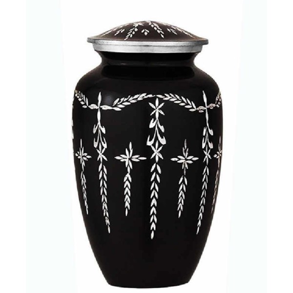 Diamond Cut Black Adult Cremation Urn for Ashes