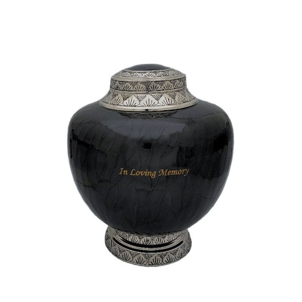 Adult Size Black Cremation Urn for Ashes