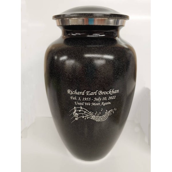 Music Note Cremation Urn, Black Metal Music Note Cremation Urn, Black Metal