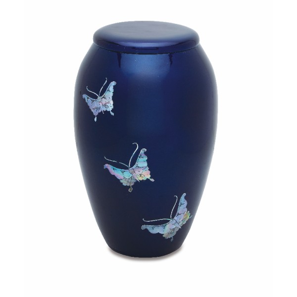 Mother of Pearl Blue Butterfly Creamtion Urn Mother of Pearl Blue Butterfly Urn for Ashes