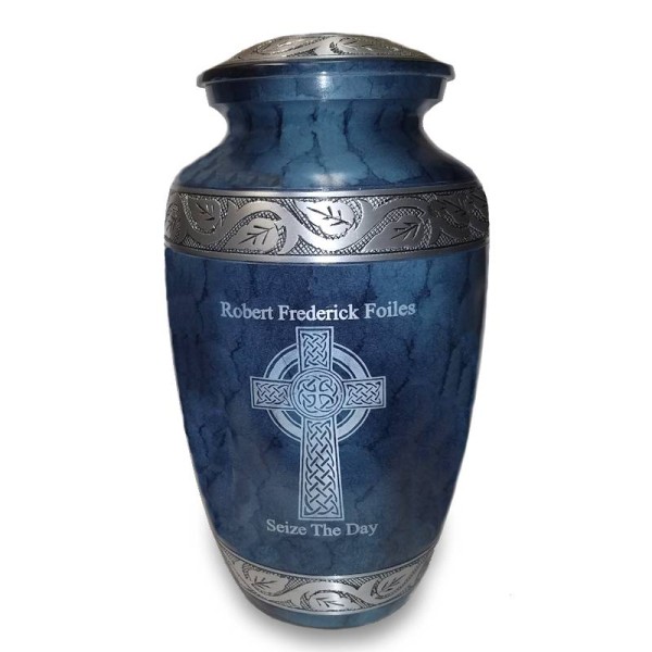 Gray or Blue Celtic Cross Cremation Urn - Adult Size Gray Celtic Cross Cremation Urn - Adult Size
