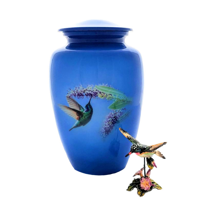 blue hummingbird cremation urn for humans