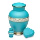 turquoise blue adult urn trimmed in gold