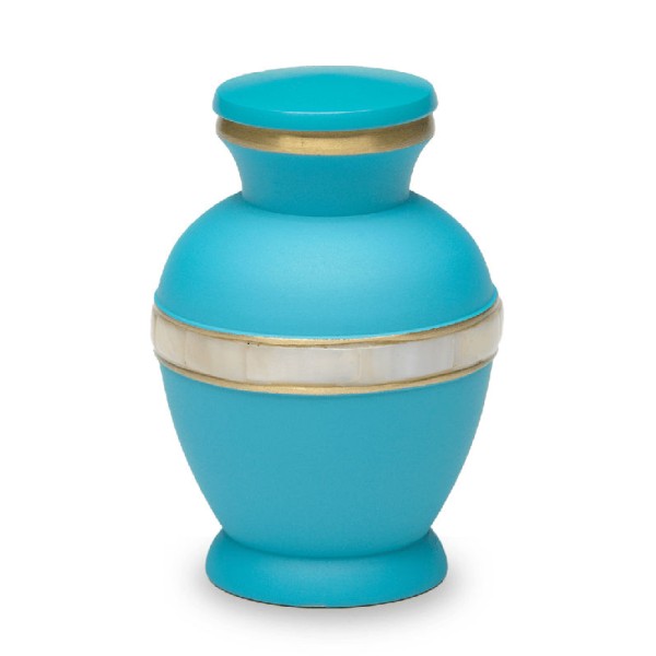 small turquoise blue keepsake urn